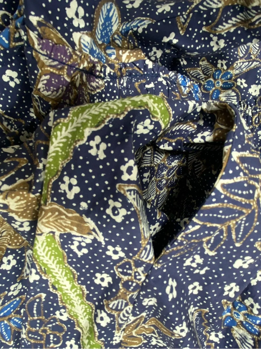 Cara Cara Navy Floral Maxi Skirt with Blue and Brown Accents